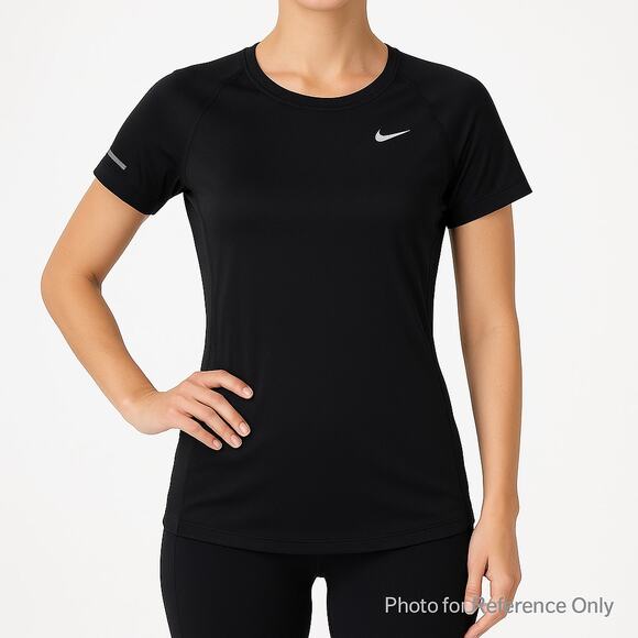 Nike  Dri-FIT Shirt Women’s Small Black Athletic Running Tee Stretch Fit Top - Picture 1 of 7